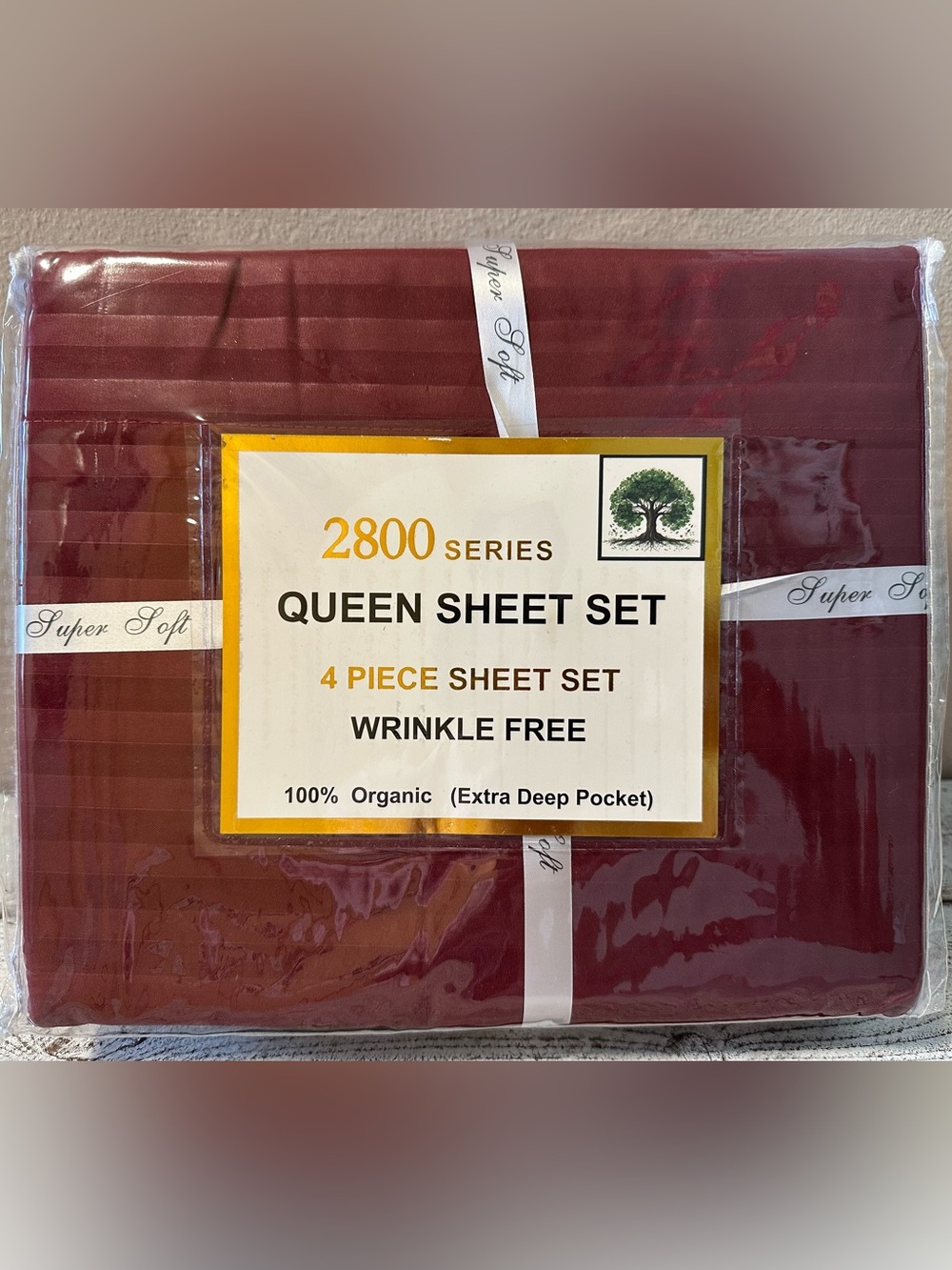 100% Organic Cotton Percale Queen Size Sheet Set - NIP